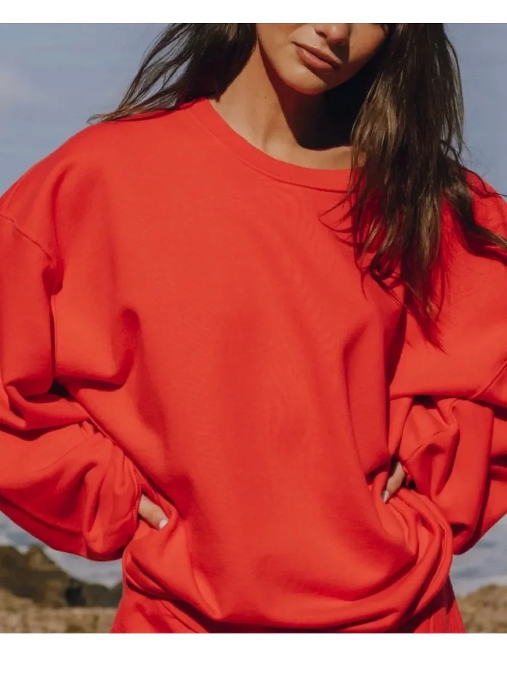 Daily Drills Vibrant Red Relaxed Crewneck Sweatshirt and short matching set